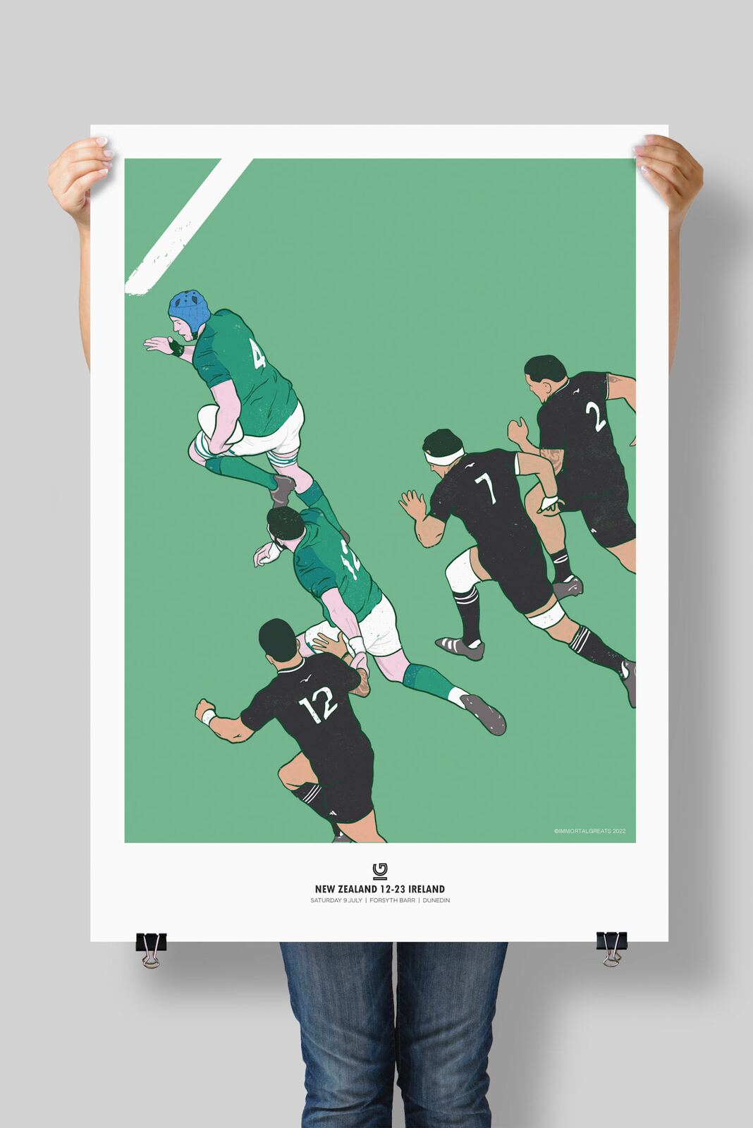 New Zealand vs Ireland rugby illustration